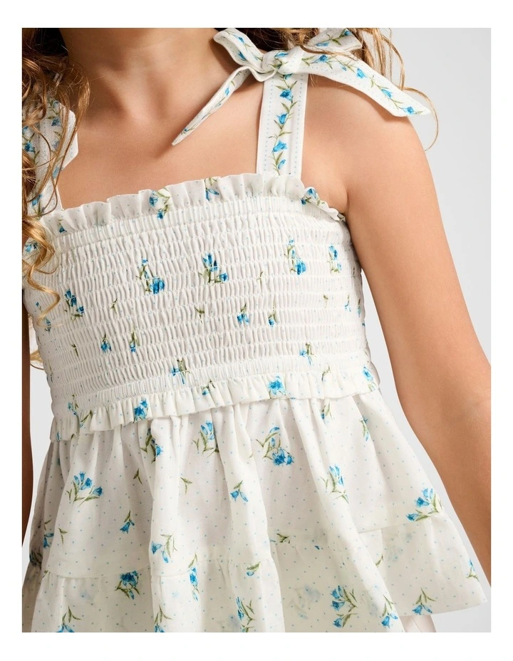 Adelaide Shirred Peplum Top in White image 4