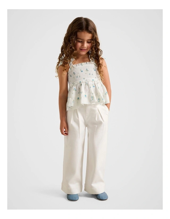 Adelaide Shirred Peplum Top in White image 5