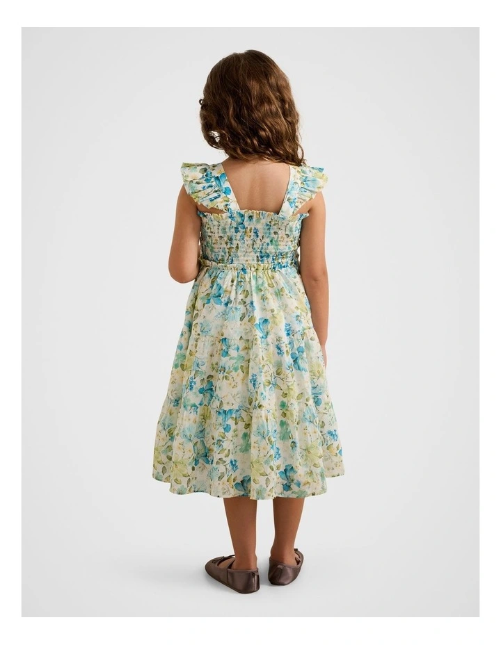 Magnolia Shirred Midi Dress in Multi image 2