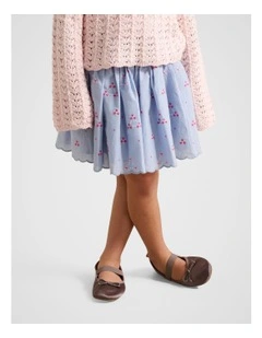 Edith Scallop Embroidery Skirt in Blue