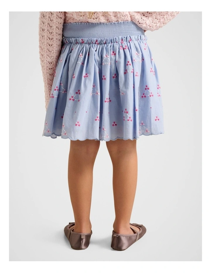 Edith Scallop Embroidery Skirt in Blue image 2