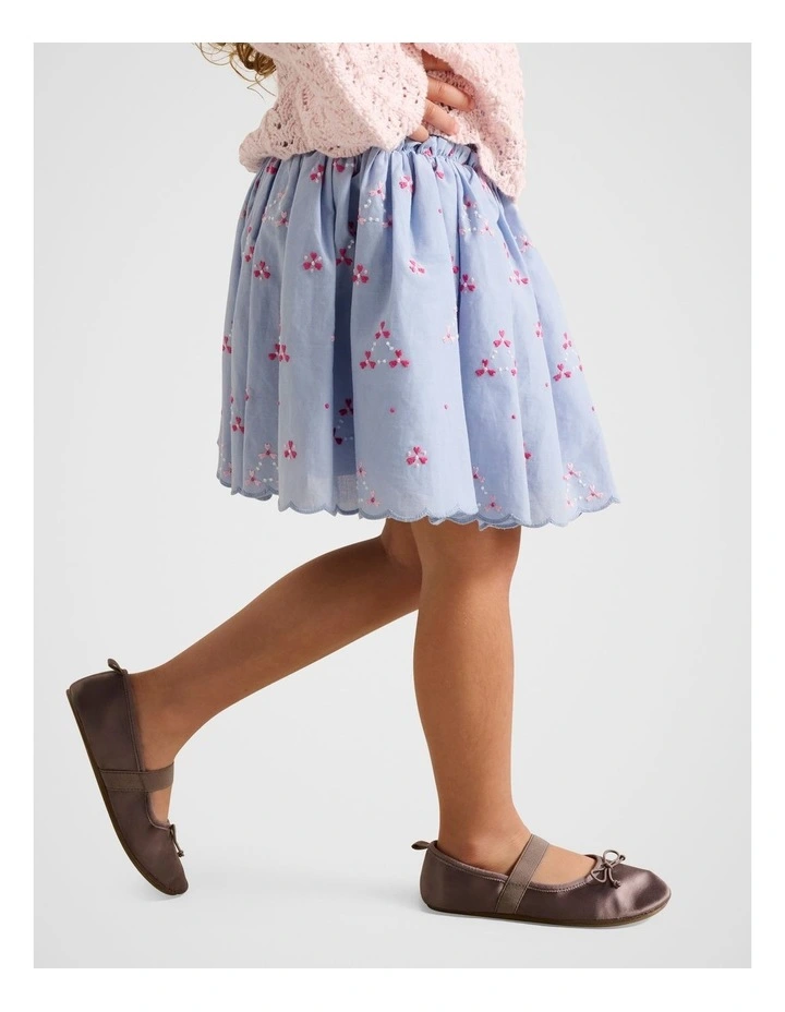 Edith Scallop Embroidery Skirt in Blue image 3