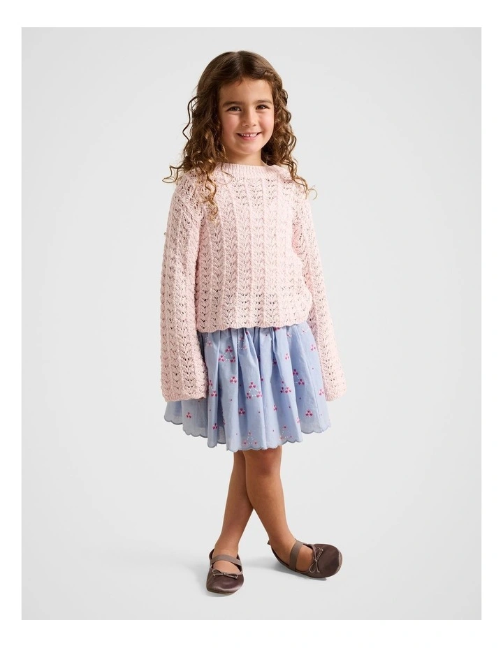 Edith Scallop Embroidery Skirt in Blue image 5