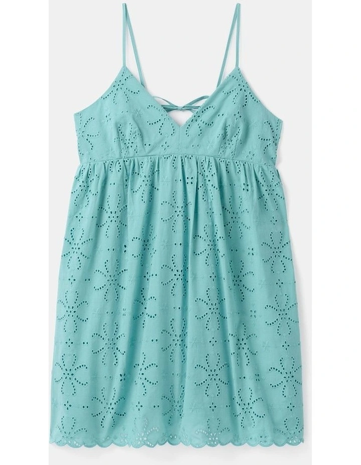 Lilly Broderie Teen Dress in Green image 1