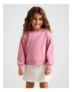 Klara Balloon Sleeve Sweatshirt in Pink