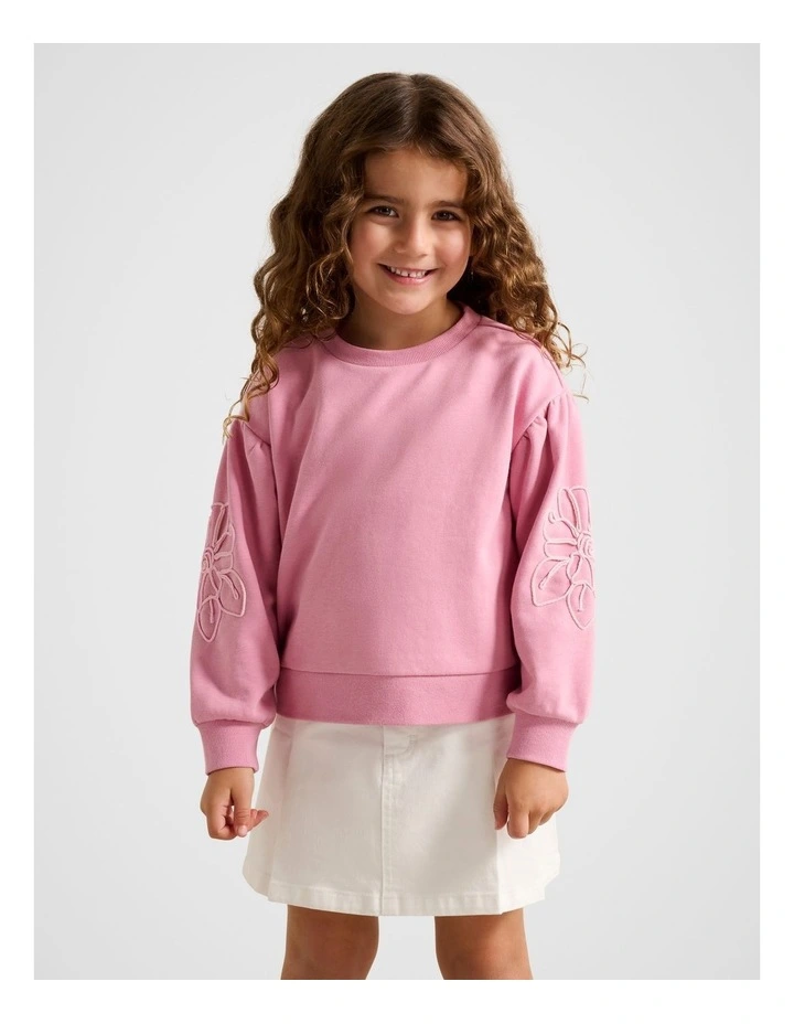 Klara Balloon Sleeve Sweatshirt in Pink image 1