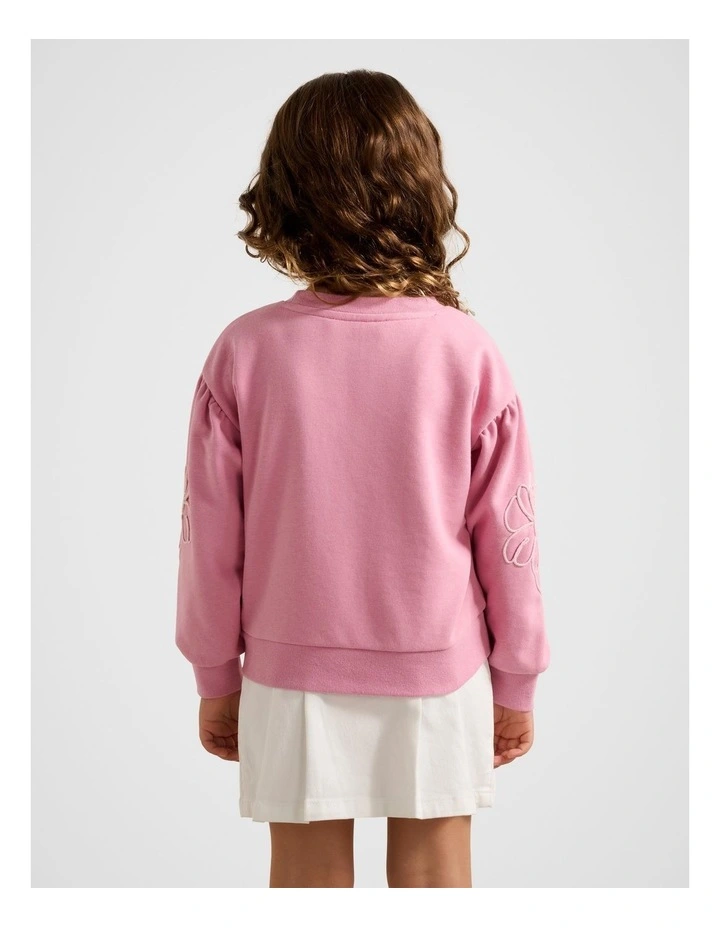 Klara Balloon Sleeve Sweatshirt in Pink image 2