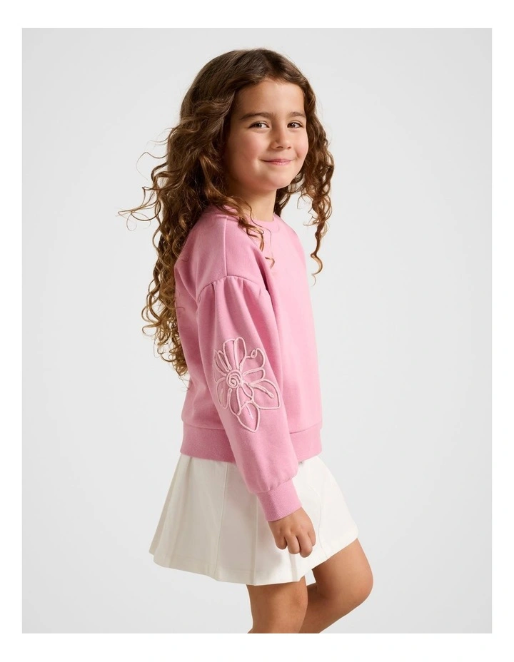 Klara Balloon Sleeve Sweatshirt in Pink image 3
