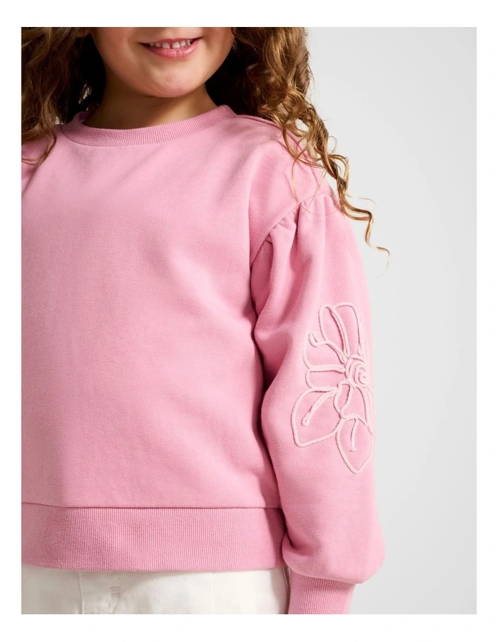 Klara Balloon Sleeve Sweatshirt in Pink image 4
