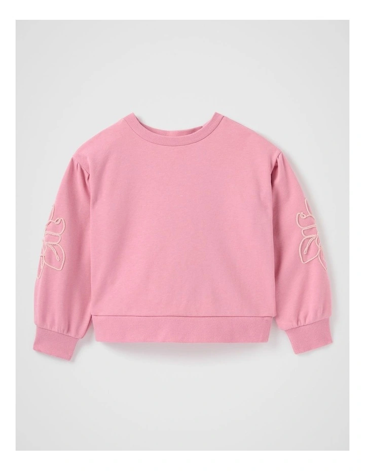 Klara Balloon Sleeve Sweatshirt in Pink image 6