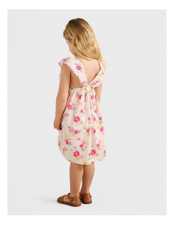 Hana Girls V-Back Printed Dress in Multi image 2