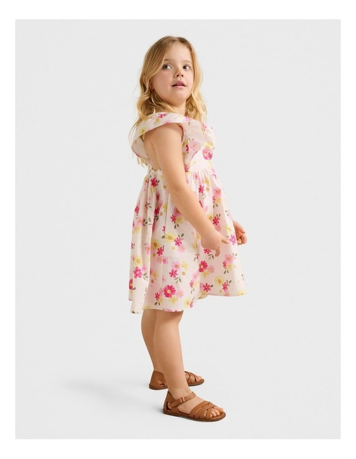 Hana Girls V-Back Printed Dress in Multi image 3