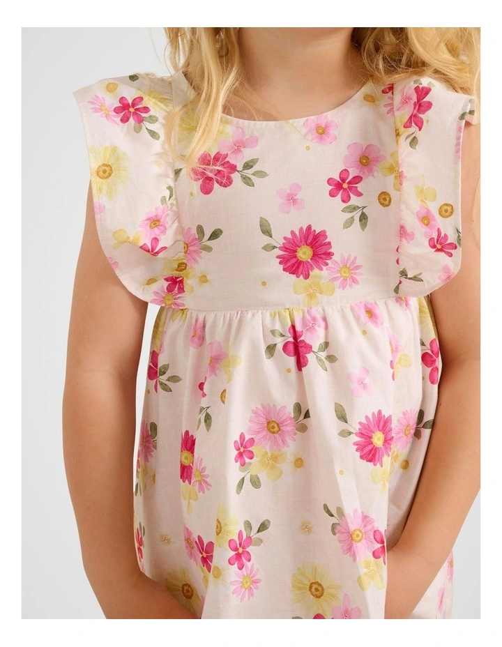 Hana Girls V-Back Printed Dress in Multi image 4