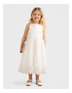 Scarletta Girls Lace Trim Dress in White