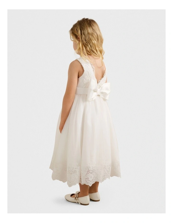 Scarletta Girls Lace Trim Dress in White image 2