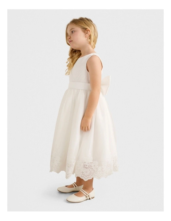 Scarletta Girls Lace Trim Dress in White image 3