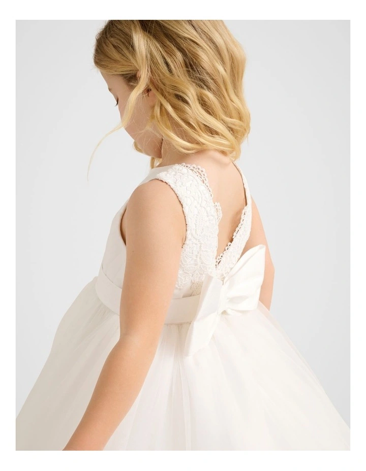 Scarletta Girls Lace Trim Dress in White image 4