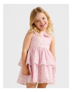 Mirabella Girls Collared Printed Dress in Pink