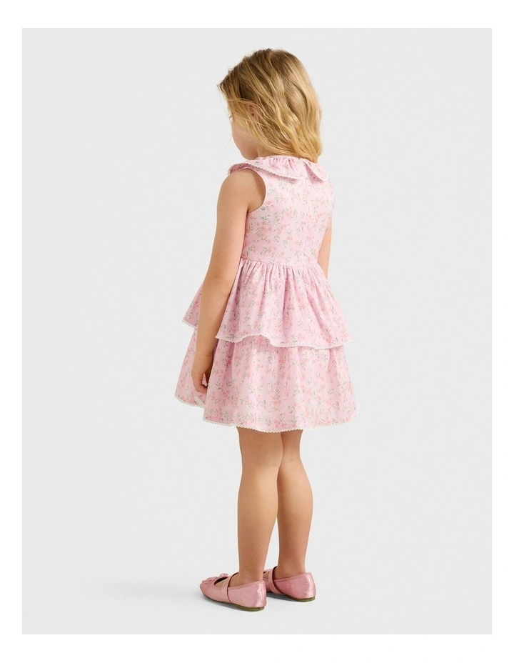 Mirabella Girls Collared Printed Dress in Pink image 2