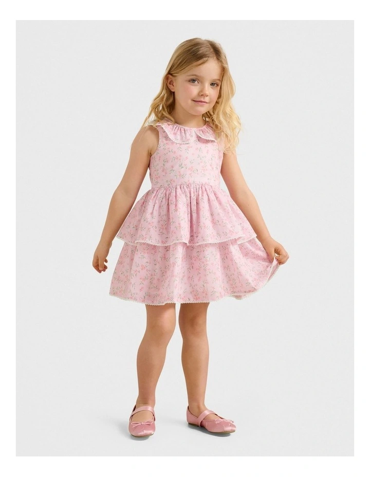 Mirabella Girls Collared Printed Dress in Pink image 3
