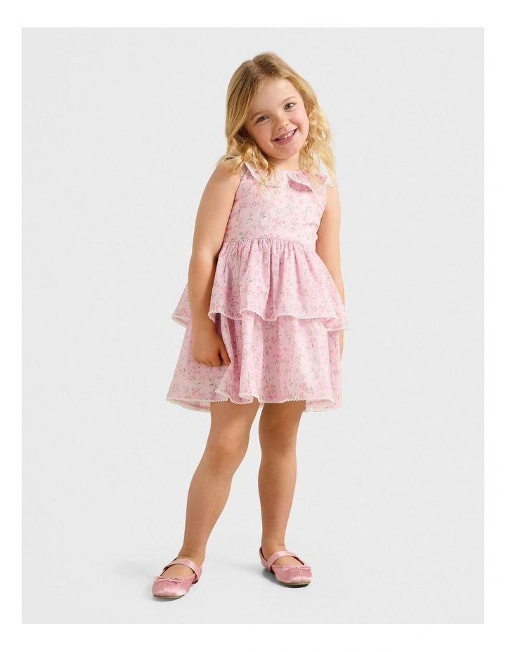 Mirabella Girls Collared Printed Dress in Pink image 5