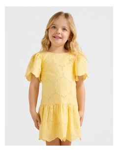 Verity Girls Broderie Dress in Yellow