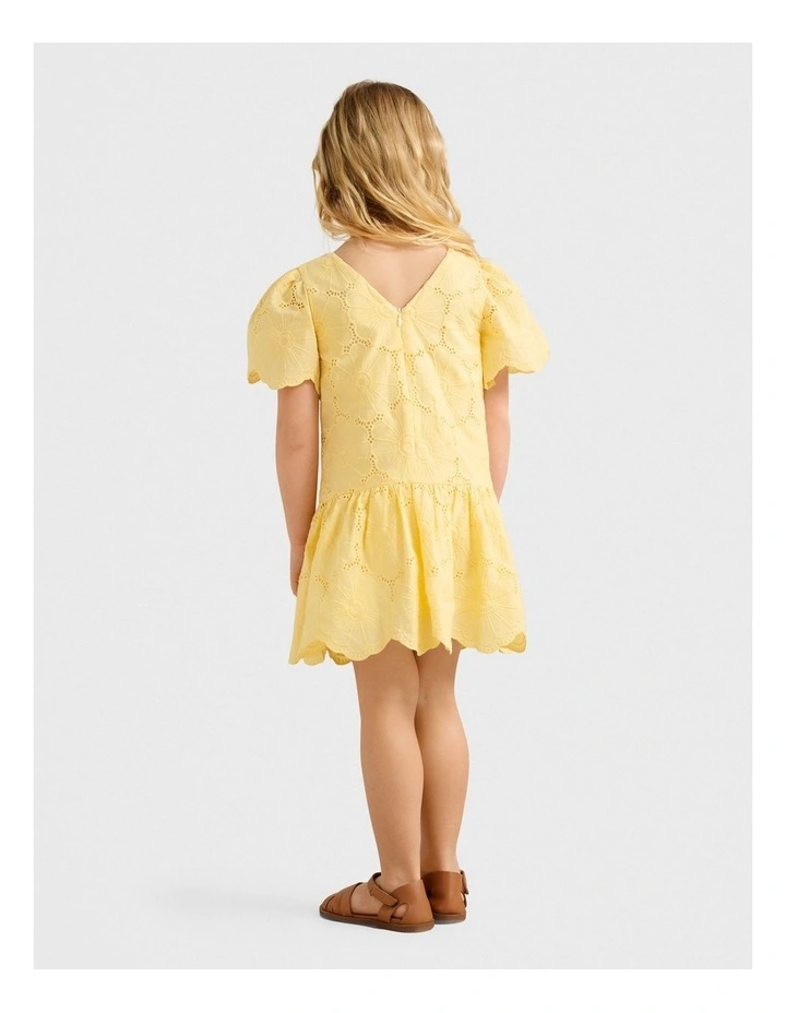 Verity Girls Broderie Dress in Yellow image 2