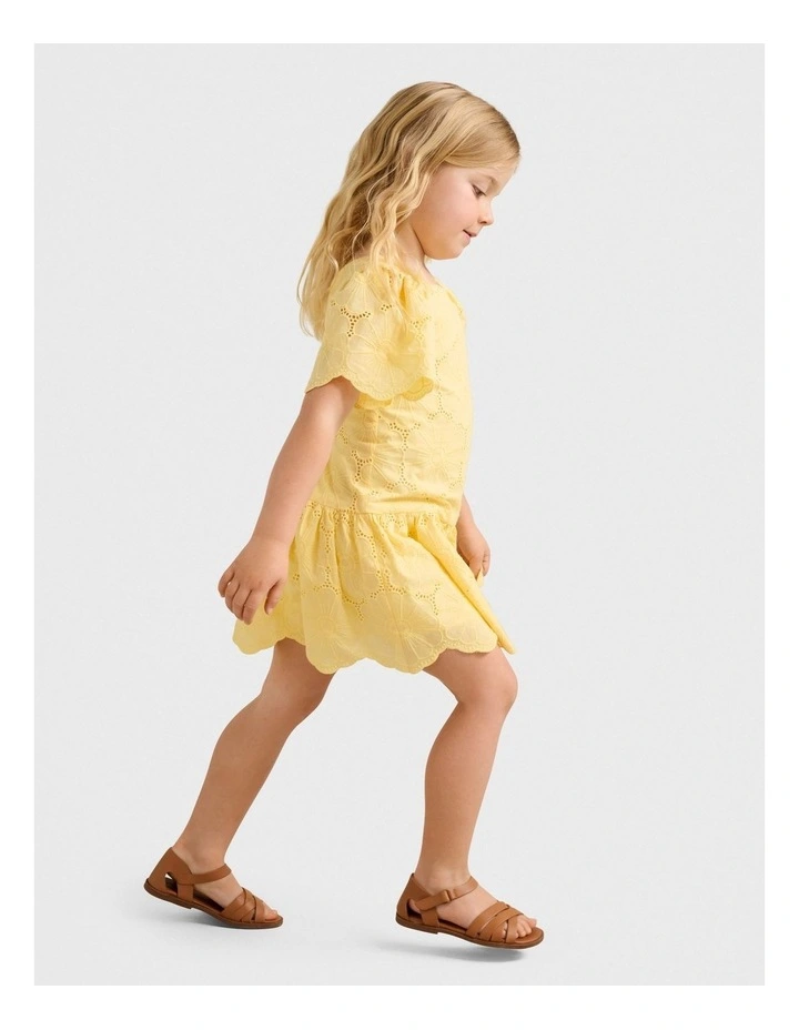 Verity Girls Broderie Dress in Yellow image 3