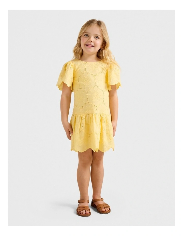 Verity Girls Broderie Dress in Yellow image 5