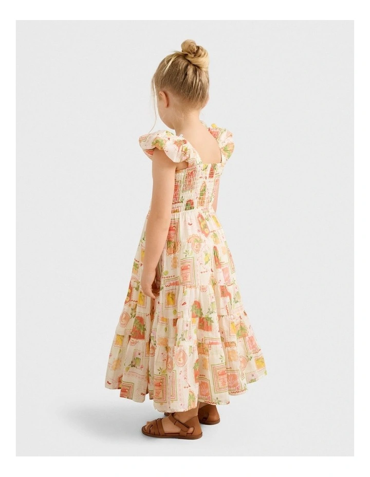 Delilah Girls Puff Sleeve Maxi Dress in Print image 2