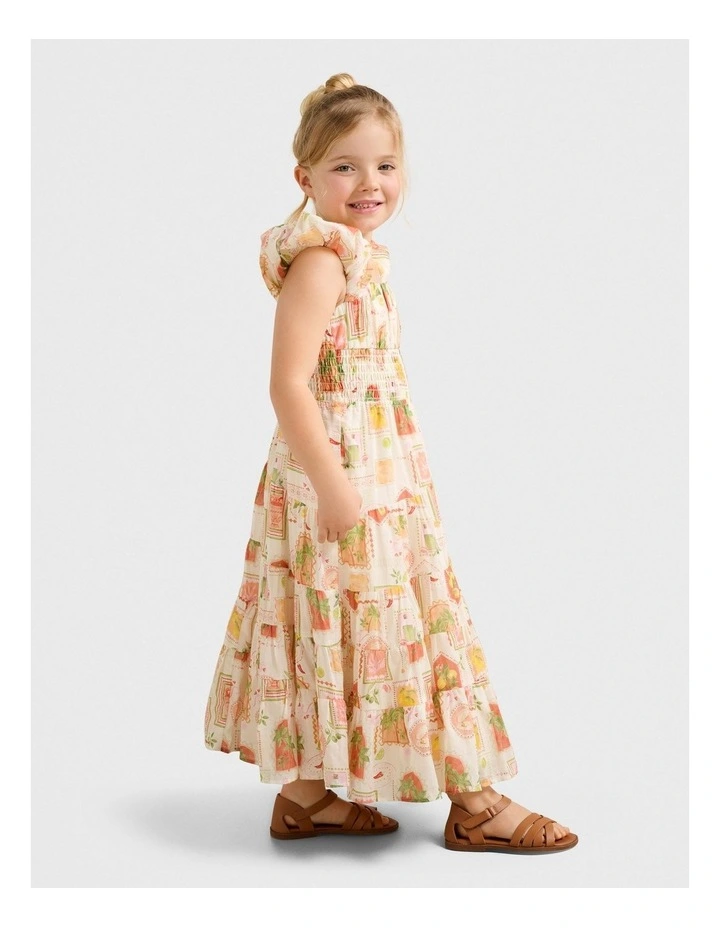 Delilah Girls Puff Sleeve Maxi Dress in Print image 3