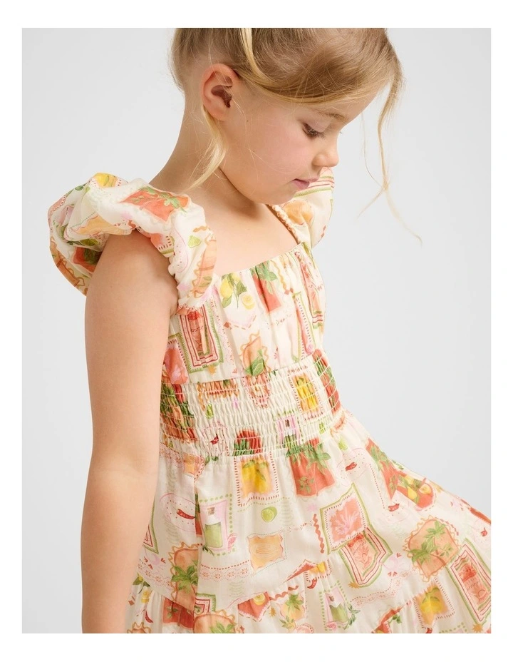 Delilah Girls Puff Sleeve Maxi Dress in Print image 4