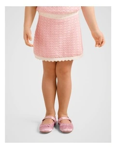 Connie Girls Scallop Knitted Skirt in Pink