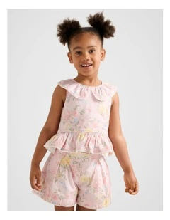 Adele Girls Peplum Collared Top in Pink