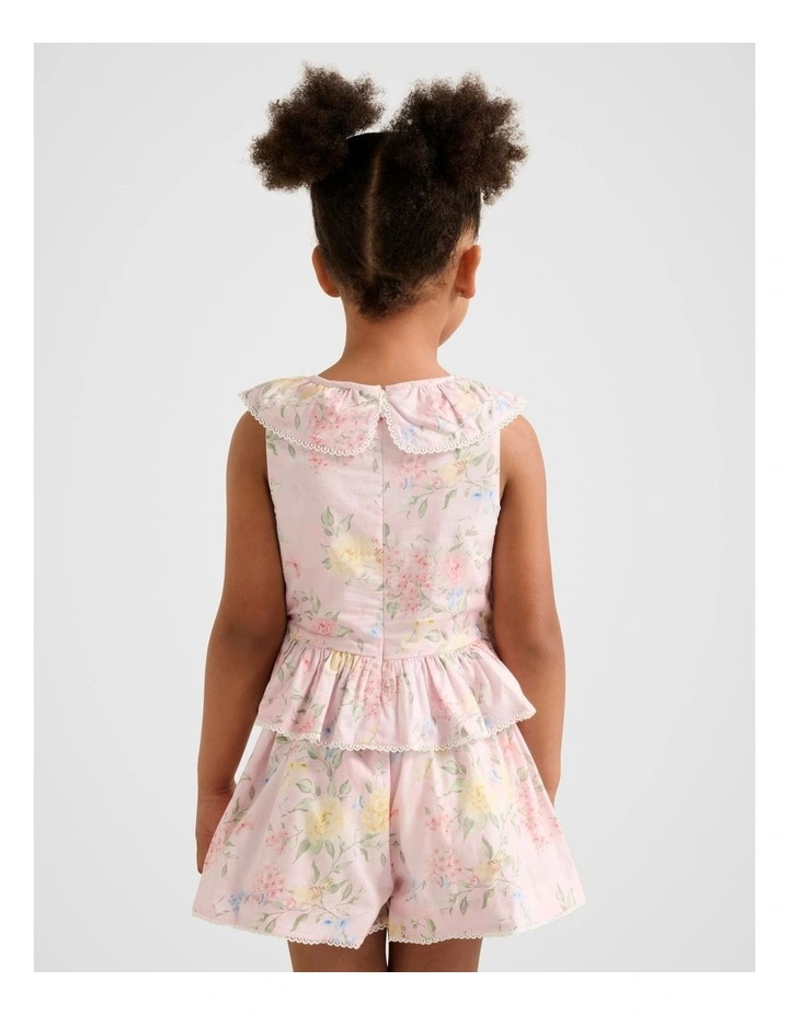 Adele Girls Peplum Collared Top in Pink image 2