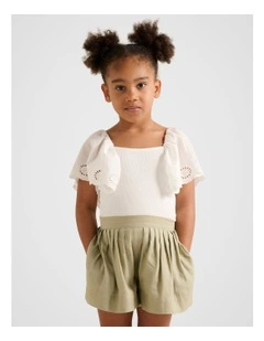 Aurora Girls Flutter Sleeve Tee in White