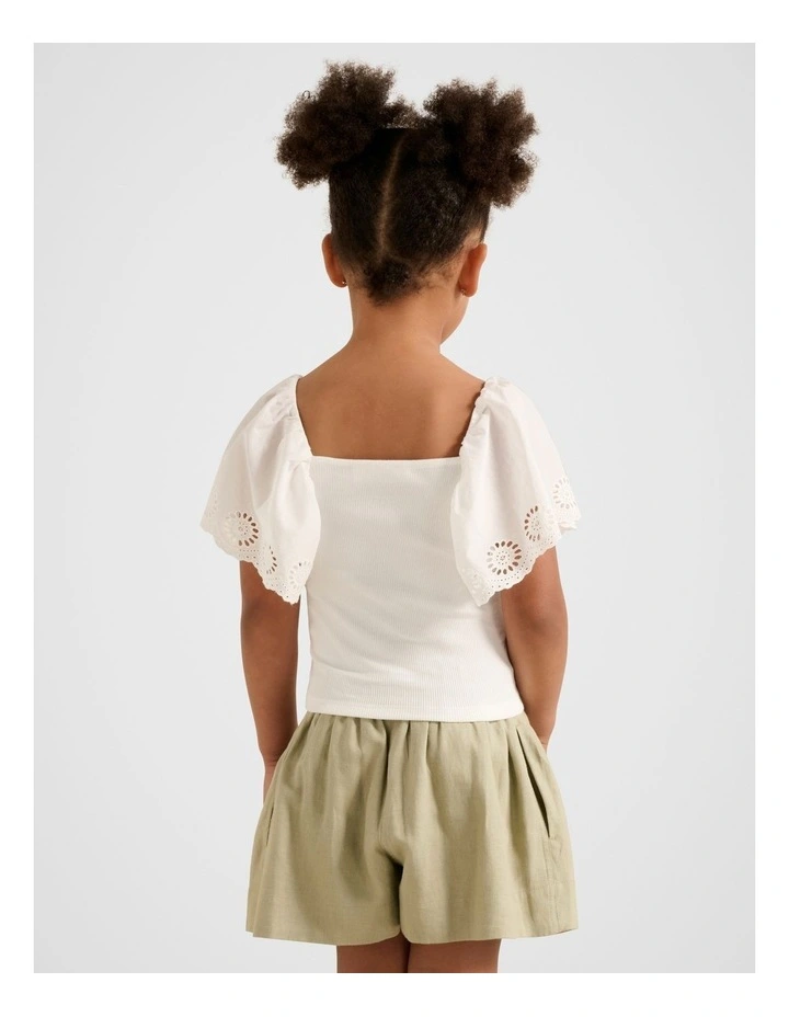 Aurora Girls Flutter Sleeve Tee in White image 2