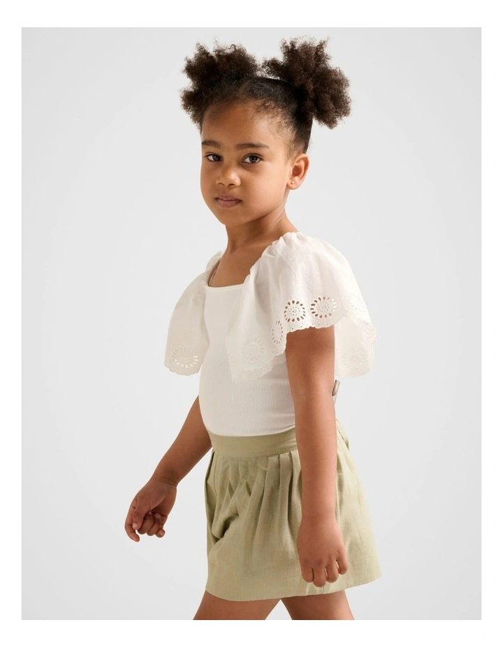 Aurora Girls Flutter Sleeve Tee in White image 3