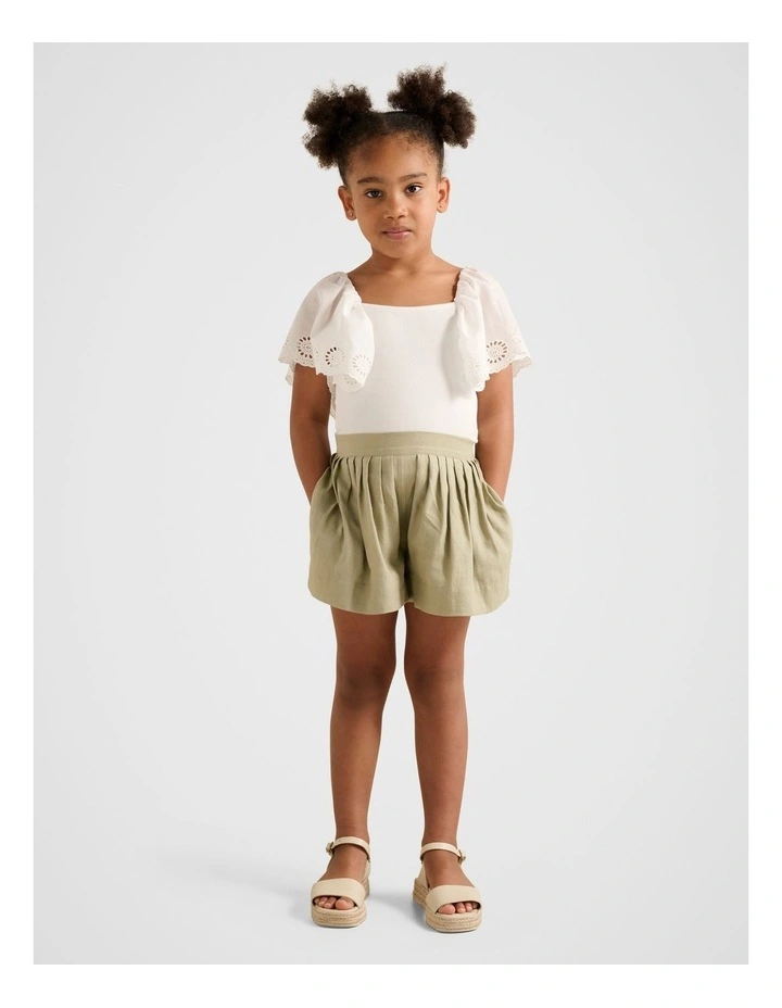 Aurora Girls Flutter Sleeve Tee in White image 5