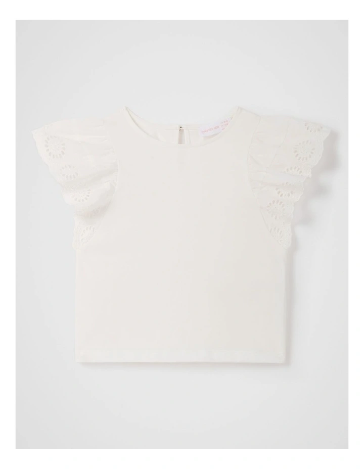 Aurora Flutter Sleeve Tee in White image 6