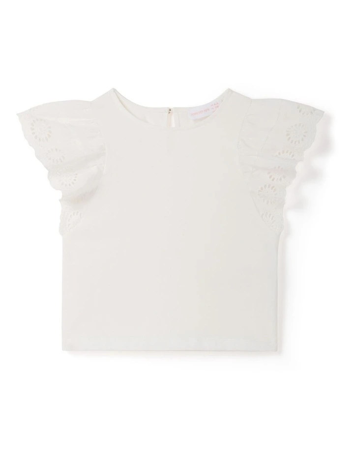 Aurora Girls Flutter Sleeve Tee in White image 6