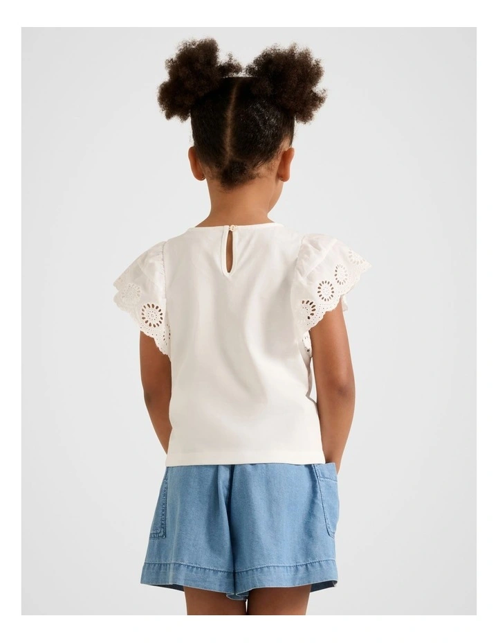 Pippa Girls Flutter Sleeve Top in White image 2