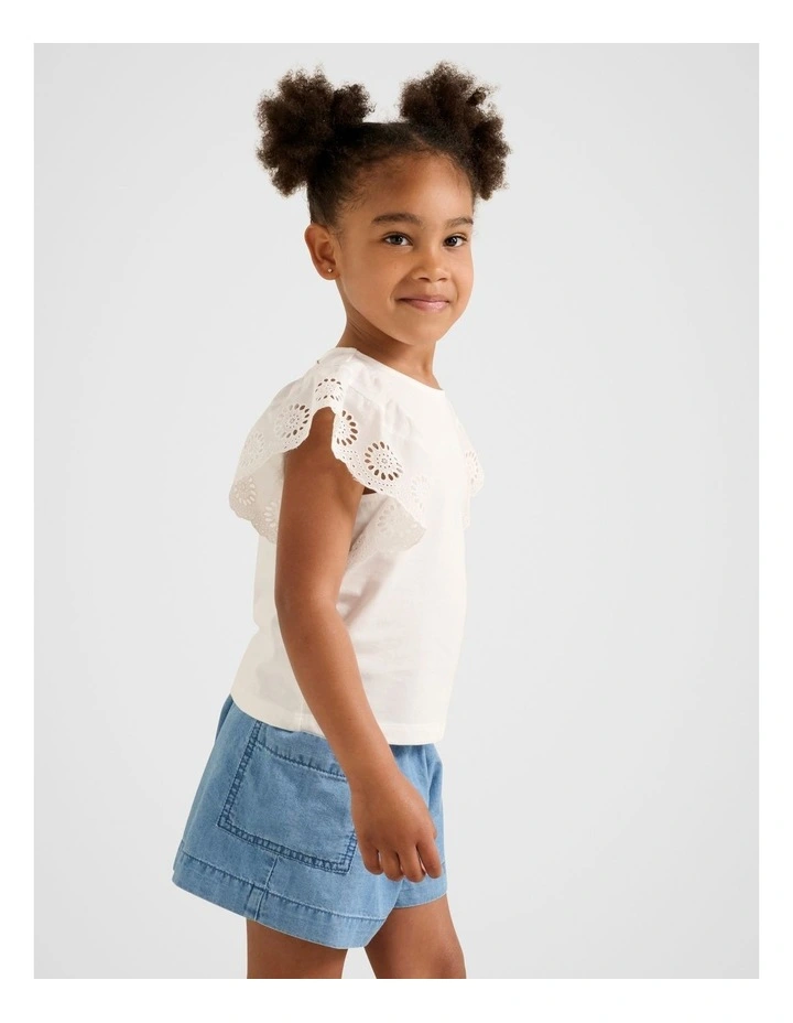 Pippa Girls Flutter Sleeve Top in White image 3