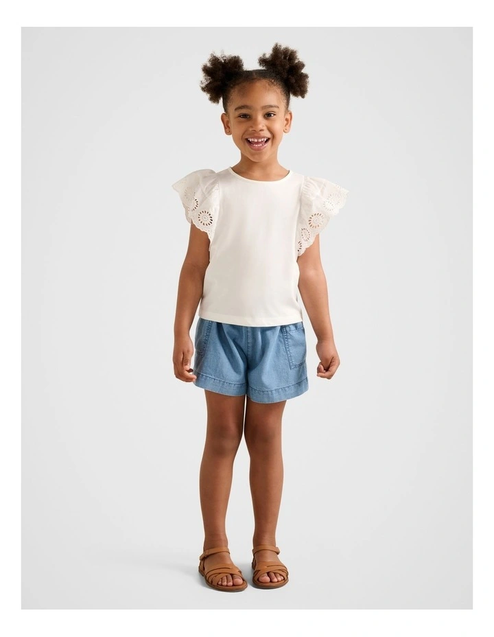 Pippa Girls Flutter Sleeve Top in White image 5