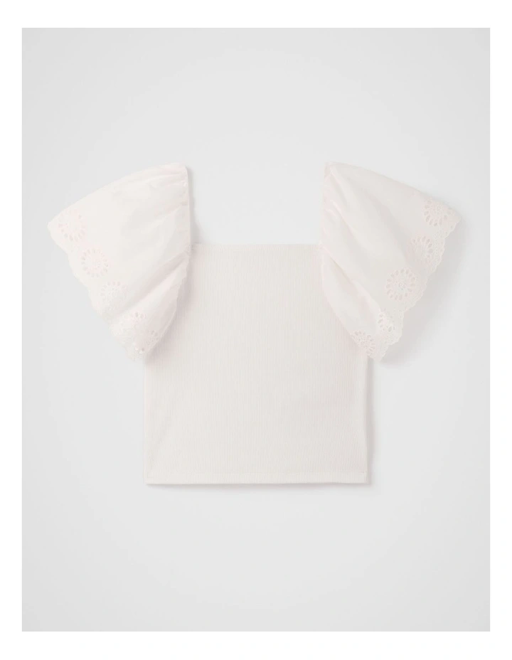 Pippa Flutter Sleeve Top in White image 6