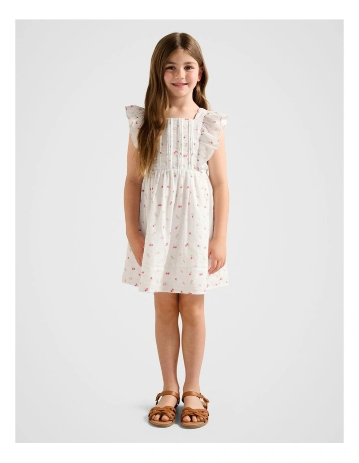 Sofia Girls Pintuck Pinafore Dress in White image 5