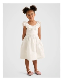 Macie Petal Collar Dress in White
