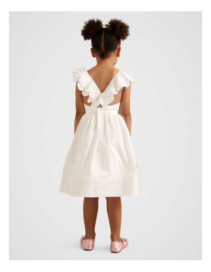 Macie Petal Collar Dress in White image 2
