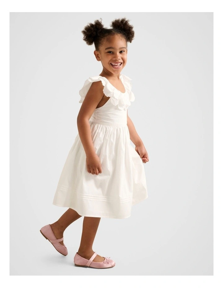 Macie Petal Collar Dress in White image 3