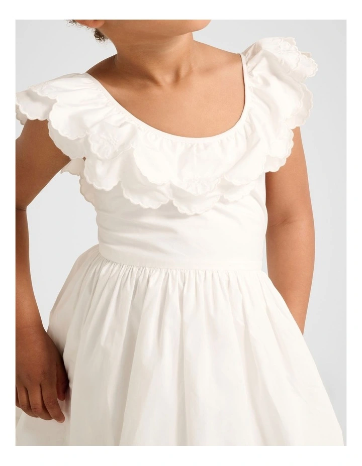 Macie Petal Collar Dress in White image 4